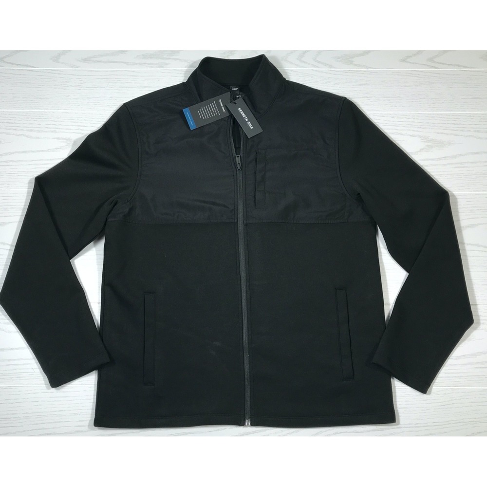 Kenneth Cole Performance Jacket Men L Black Techni-Cole Zip Up Wicking Golf New